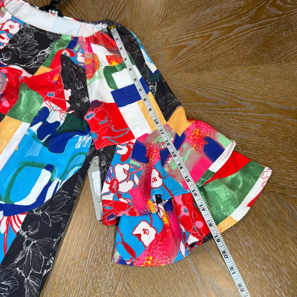 Ali Miles NWT Patchwork Pattern Bell Sleeve Blous… - image 9